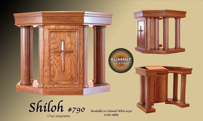 image of the shiloh pulpit, a custom wooden pulpit by Summit Seating